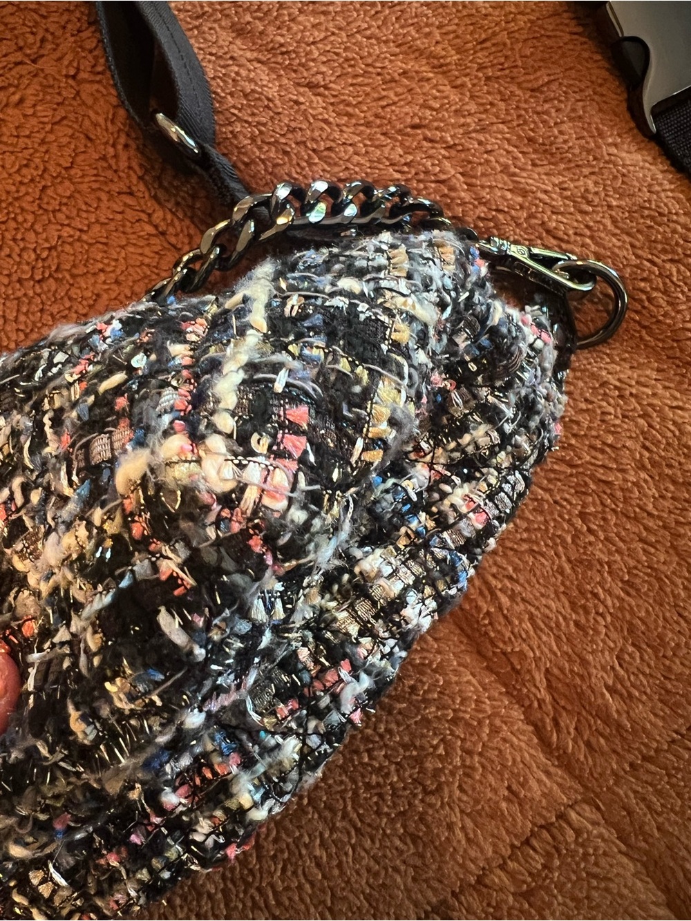 MZ Wallace midnight sparkle tweed boucle small Crosby sling - Picture 9 of 15